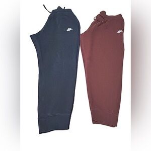 Nike Joggers Sweatpants Lot of 2 XXL 2X Black Burgundy Swoosh Logo bundle lot